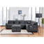 Canapé d'angle Trey 115"W en chenille grise avec dossier réglable, ports de chargement USB, poches sur les accoudoirs, pouf de rangement et coussins décoratifs