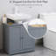 Armoire de salle de bain sous le lavabo avec 2 portes et tablette, meuble-lavabo à piédestal, gris-126590444
