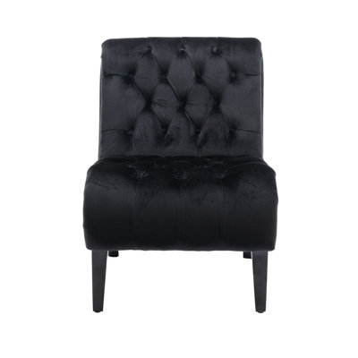 Javita 22.83'' Wide Modern Armless Accent Living Room Chair / Leisure Chair,Upholstered Fabric Button Comfortable Chair with Wooden Legs