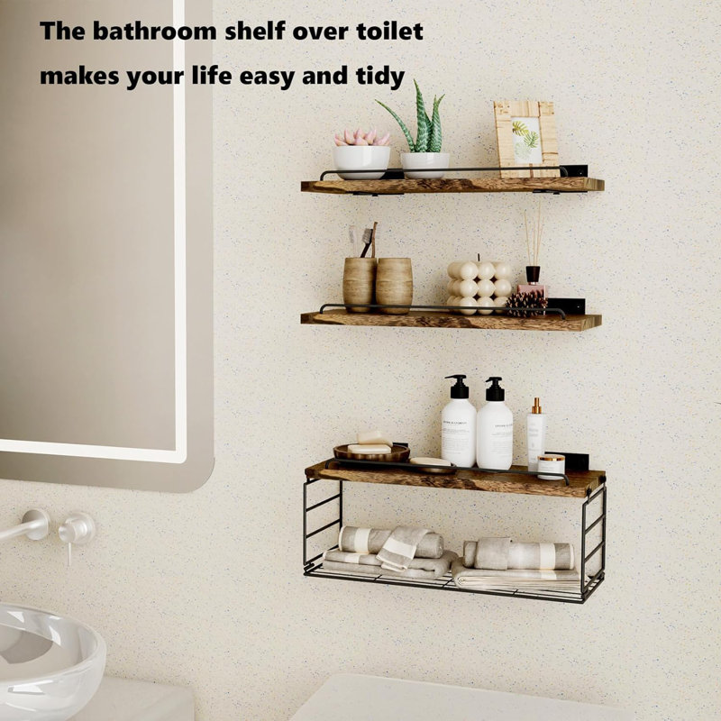 Tablette en verre de salle de bain, Brun rustique