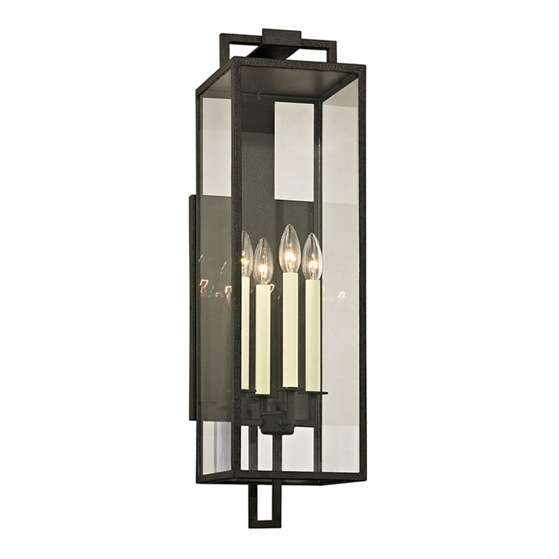 Gray Iron 4-Light Lantern Wall Sconce