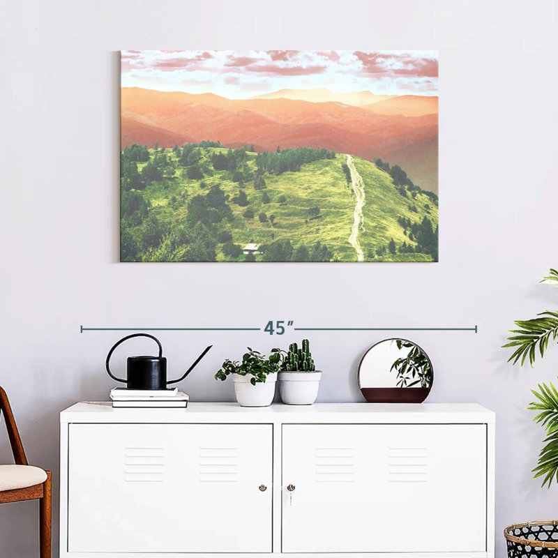 Alvord Retro Forest Mountain Scene, 24" H x 36" W