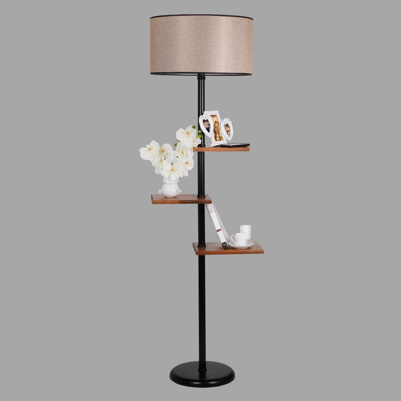 Madeline 163cm Tray Table Floor Lamp, Beige, Black