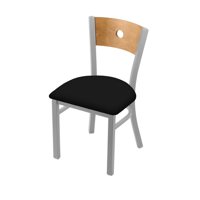 Chaise 630 Voltaire, Nickel anodisé, Vinyle - Vinyle noir, Érable moyen
