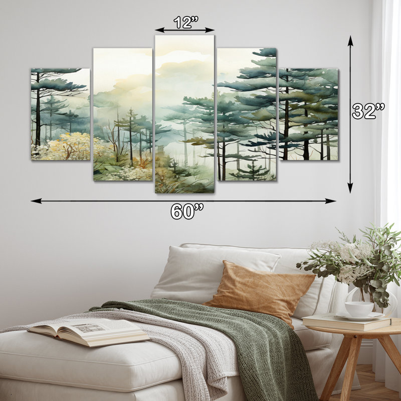 Tonalis Whispering Pines Pointillism I - Décoration murale Paysages - 5 panneaux