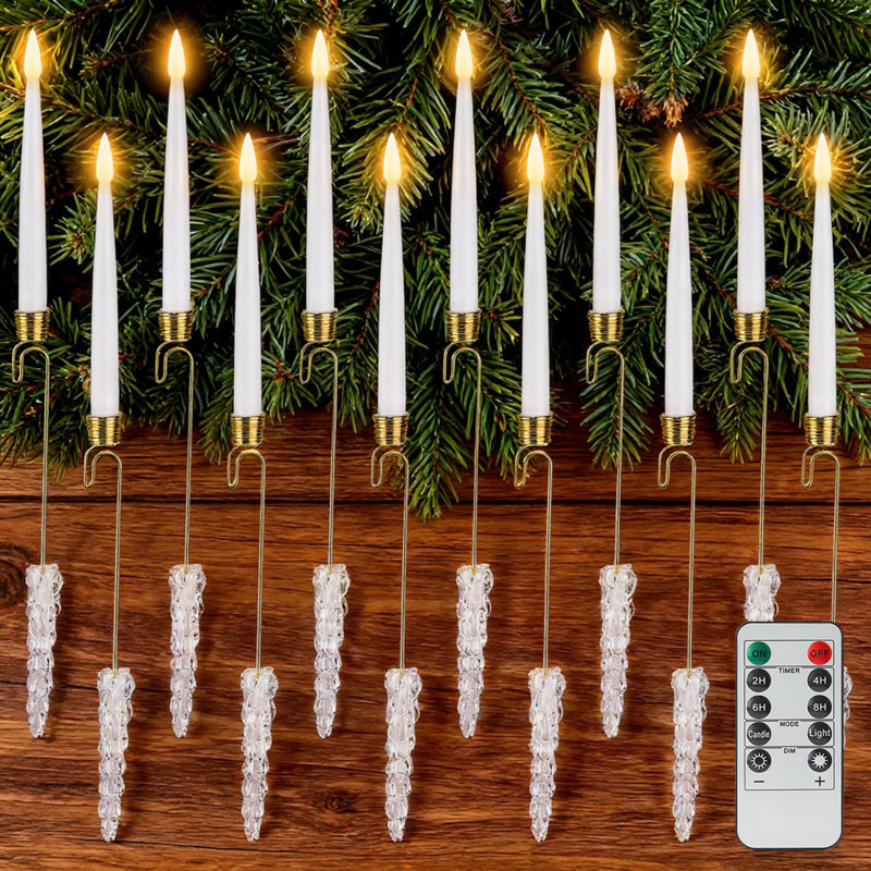 Battery Operated Candle Lights with Crystal Icicle Hooks for Christmas Tree