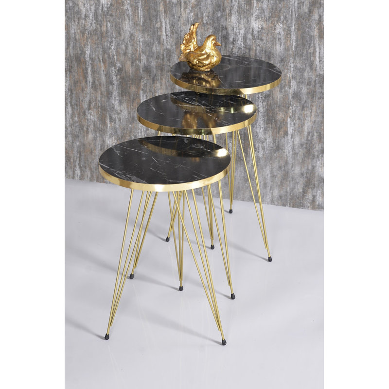 Mariann Nesting Tables, Black Marble