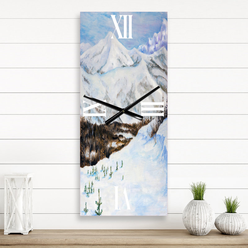 Horloge murale paysage d'hiver avec neige, Petit