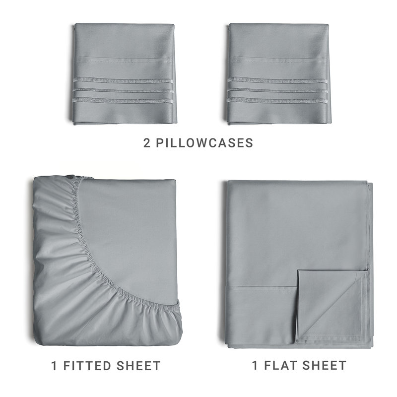Steel Blue Ultra Soft Microfiber 4-Piece Bed Sheet Set