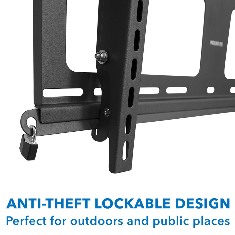 Weatherproof Black Steel Lockable Tilting TV Wall Mount for 37-80 Inch Screens