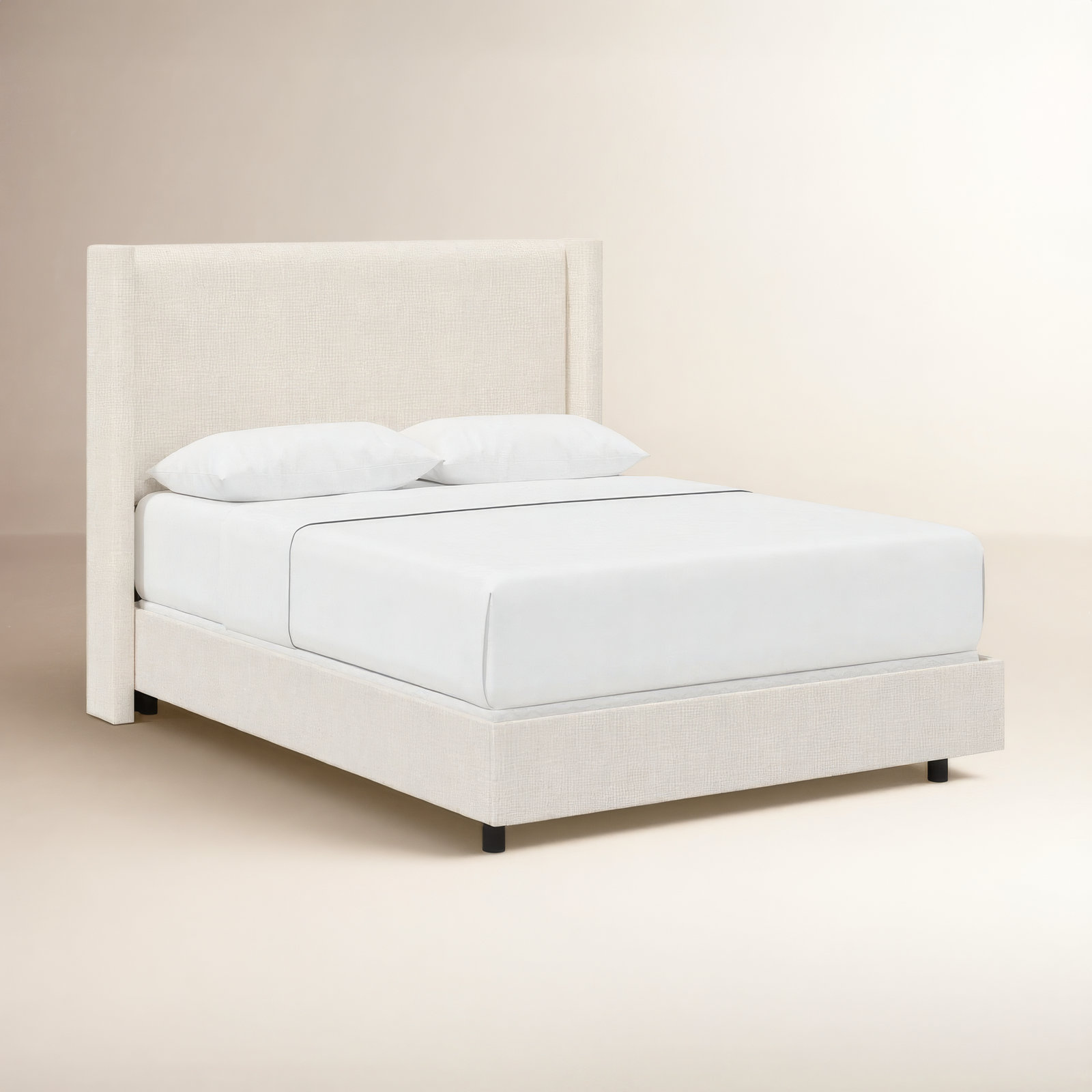 Hanson Linen Upholstered Wingback Bed, Classic Talc Linen, California King