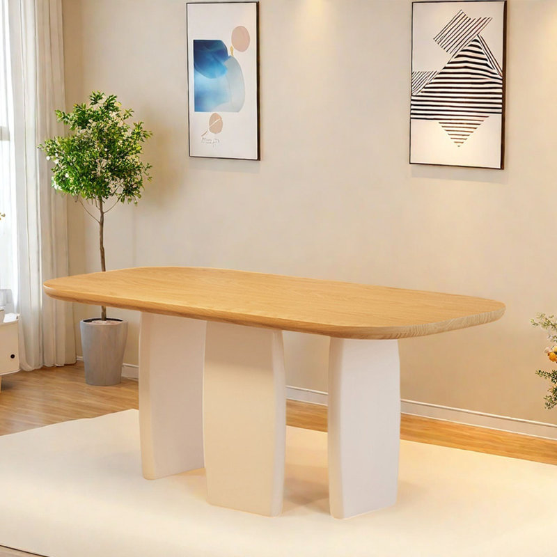 White Ash Dining Table – Sturdy, Sleek, 29.5"H x 78.7"L x 31.5"W