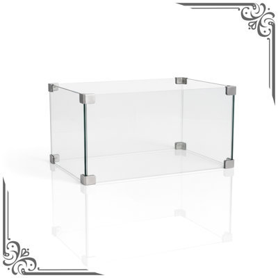 Verre trempé carré transparent de 30 po pour les brûleurs de foyer, fonction de flamme continue pour écrans de vent, conception transparente de style charmant, installation facile et rapide, 17,91 po de profondeur, 4,06 po