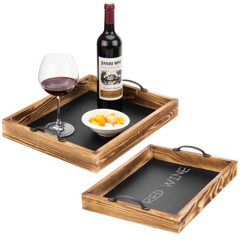 Nesting Decorative 2 Piece Vanity Tray Set, Light Brown