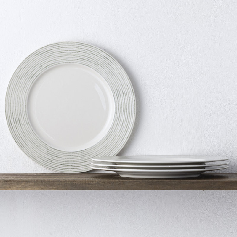 Assiettes plates à rebord de hamac Noritake - rayures, 11 po, Vert