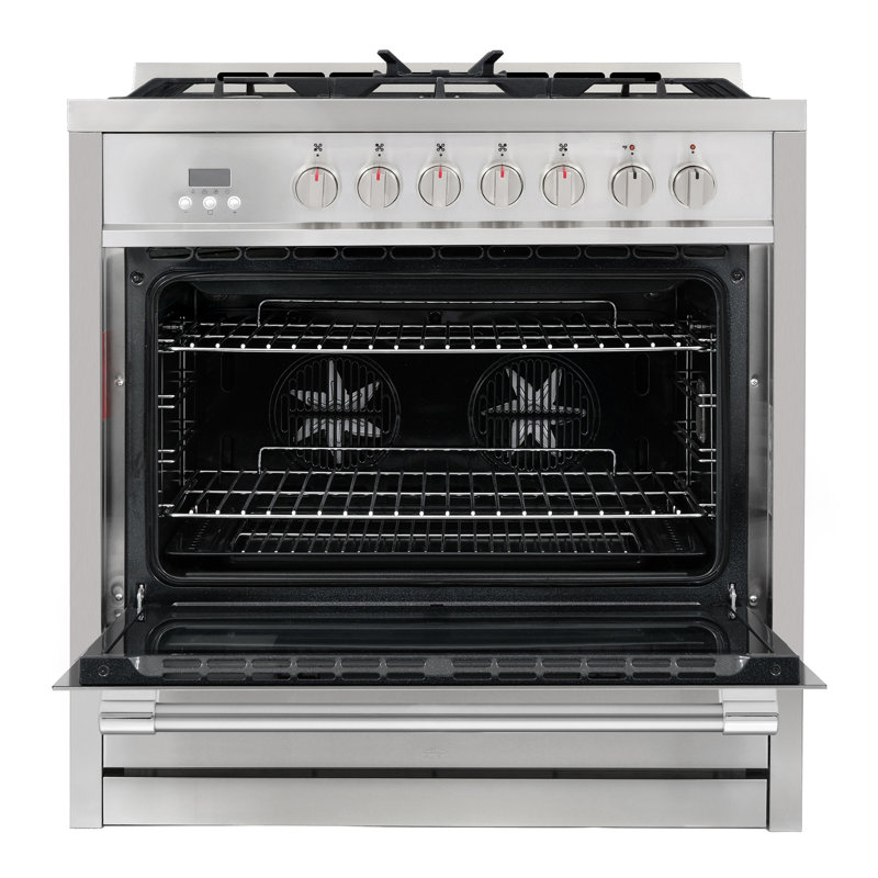 Cosmo 36 in. Stellar Collection 4.4 cu. ft. Dual Fuel Range, 5 Burners, Convection Oven, Smooth Grip Handle, Stainless Steel
