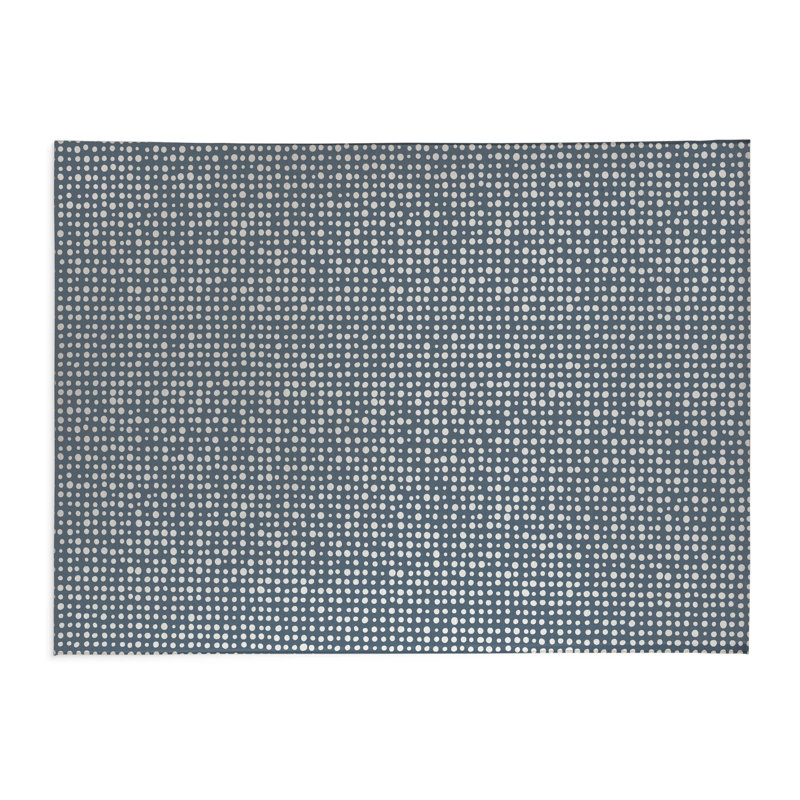 Paillasson à pois assortis, Bleu, L 60 po x L 84 po