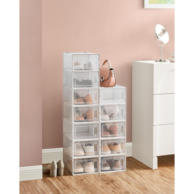 Stackable Clear Shoe Storage Boxes For Closet, Sneakers, And Shoes