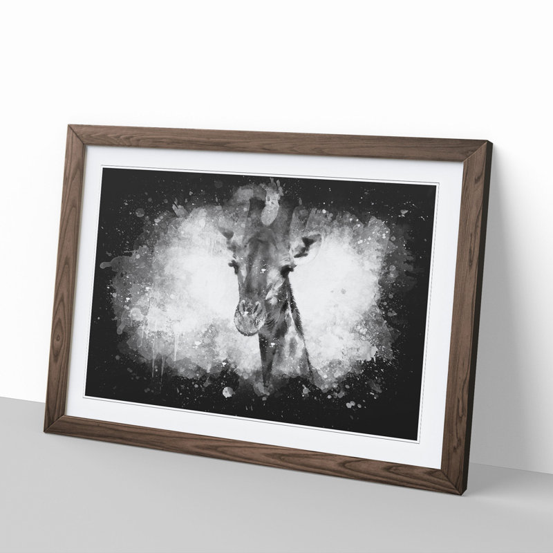 Giraffe Vol.3 - Picture Frame Painting, 27cm H x 36cm W x 2cm D, Walnut Framed