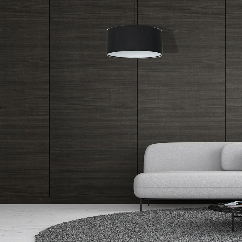 Casino 1 - Light Chrome Drum Pendant, Black/Silver