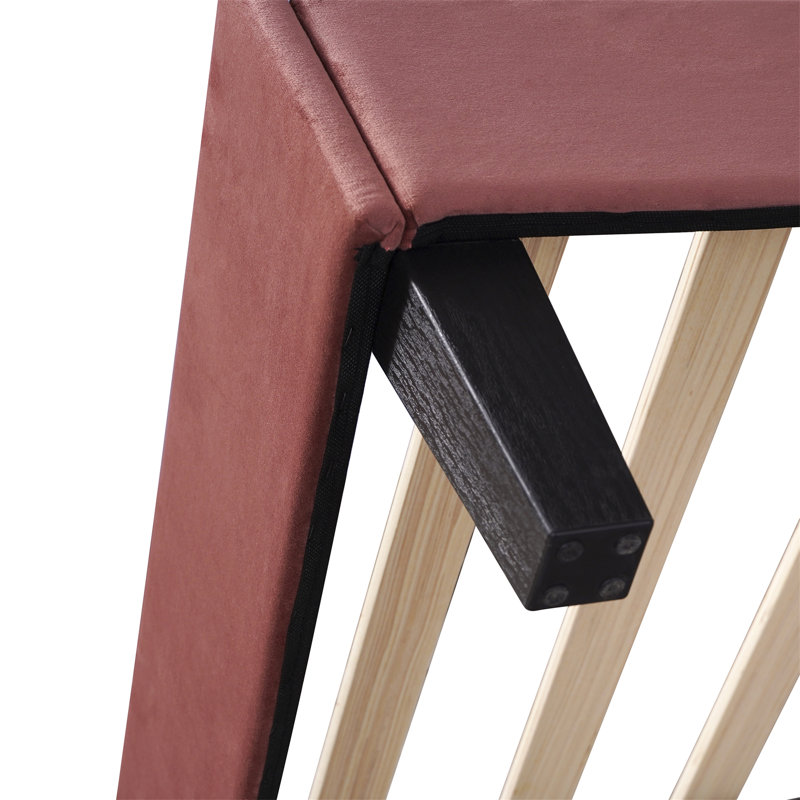Lit plateforme Neppur avec tête de lit à motif floral, Pâte de haricots rouge, Grand