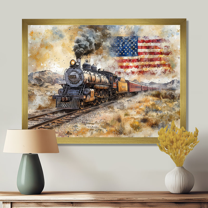 Laithen - États-Unis, art mural, H 16 po x l 32 po, Reproduction d'une seule photo avec cadre, Doré