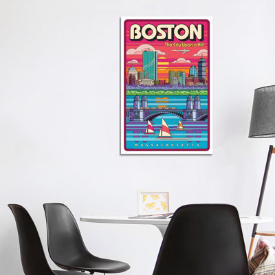 Boston Pop Art Travel Poster by Jim Zahniser - Wrapped Canvas Gallery-Wrapped Canvas Giclée