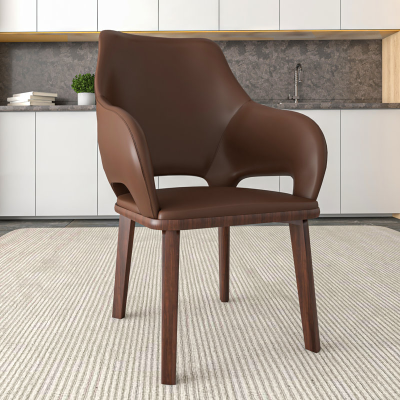Chaise de salle à manger Kashley Mid-Century, Marron foncé, Simple
