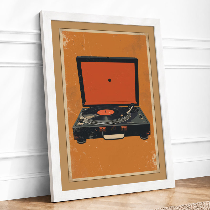 Red Vinyl Reverie Retro - Framed Print, A2 - 59.4 x 42.0 cm, White