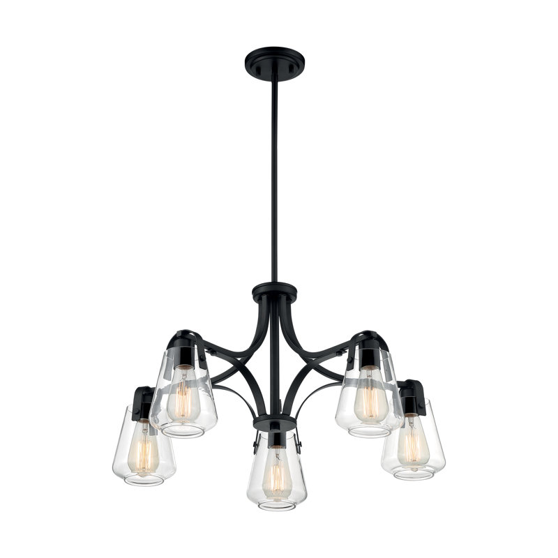 Lustre classique / traditionnel à 5 lumières Powers, Noir mat