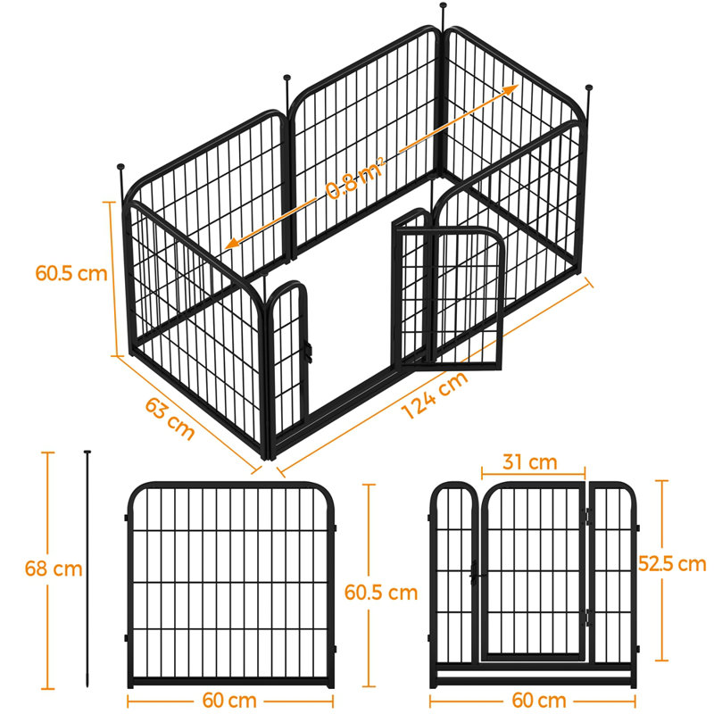 Panel Metal Exercise Pen With Door, 60cm W x 60 cm H