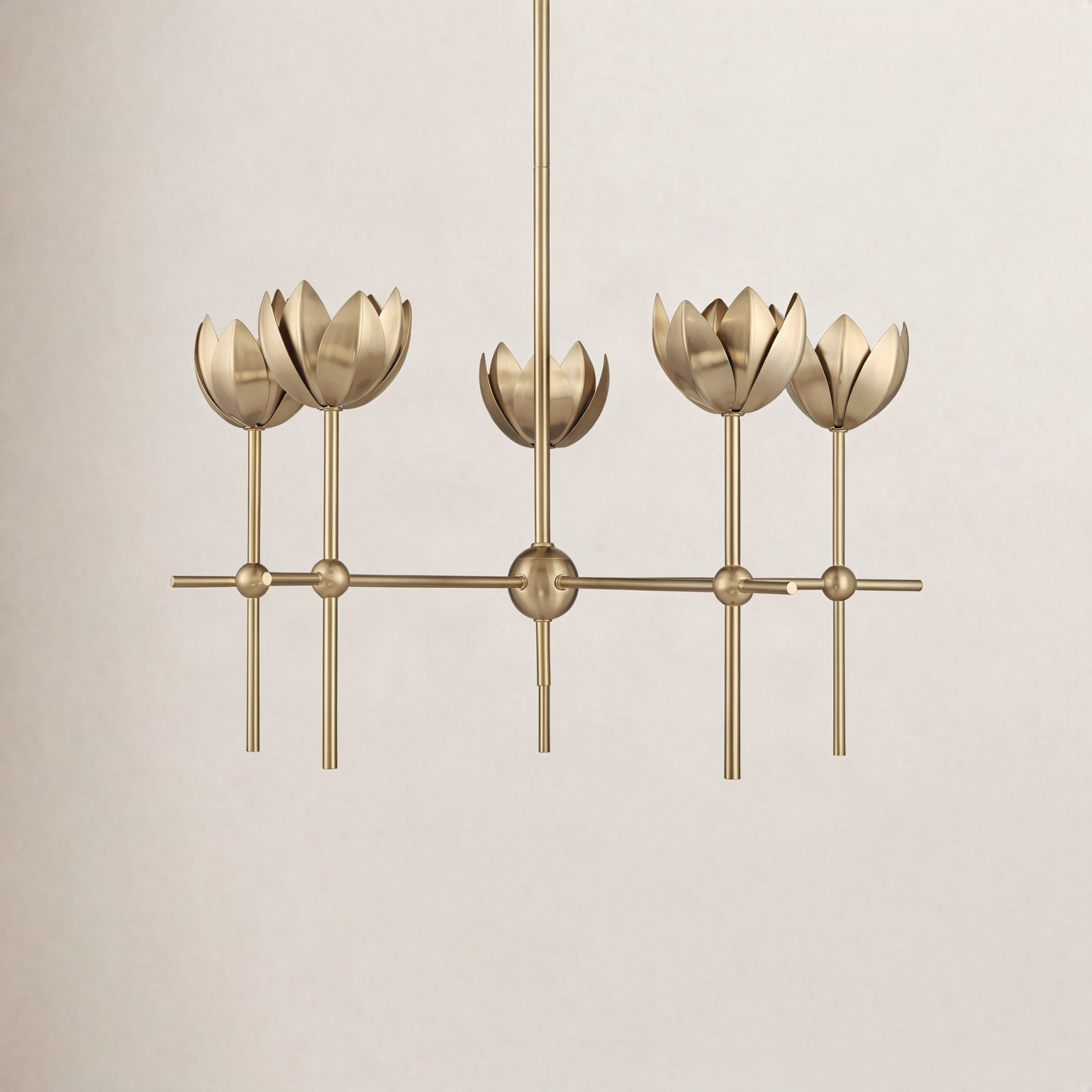Wolfe 5-Light Chandelier, Natural Brass
