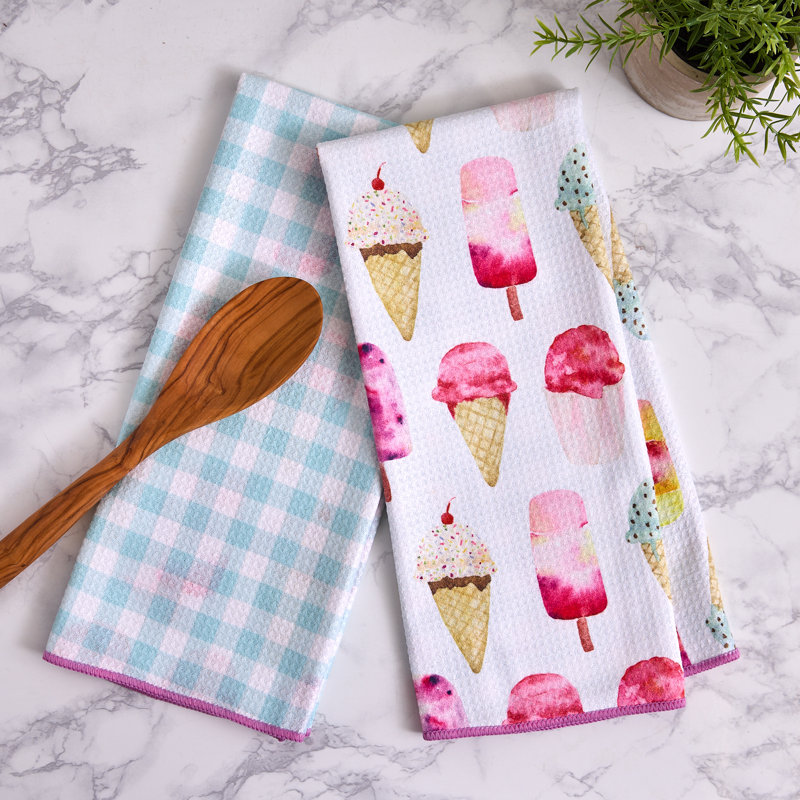  Printed Microfiber Dishtowel Set/2, Indigo Botanicals