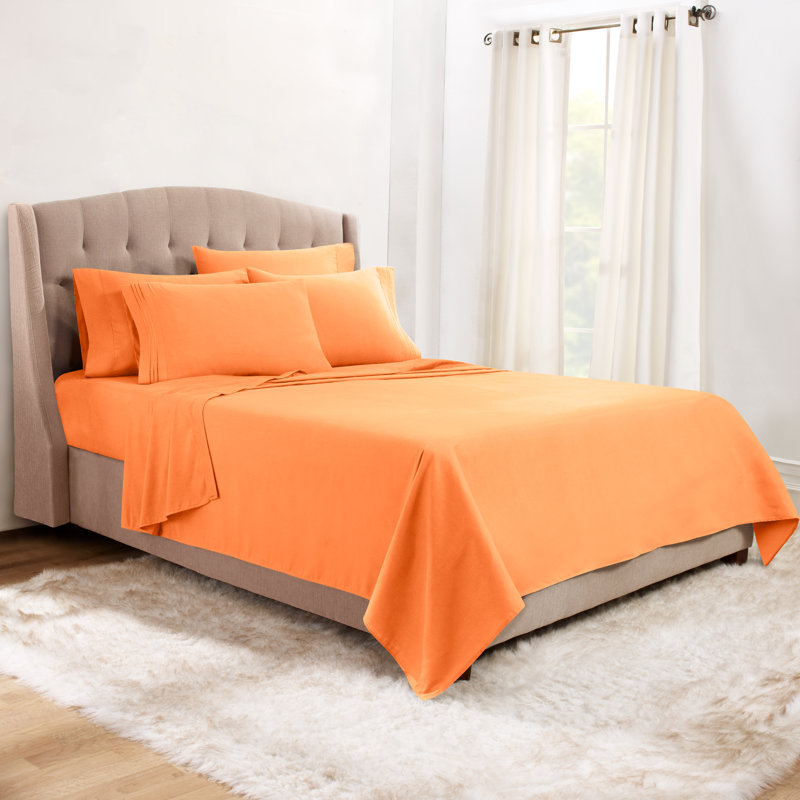 Microfiber Sheet Set, Apricot Orange, Full Sheet Set + 1 Fitted Sheet + 4 Pillowcases