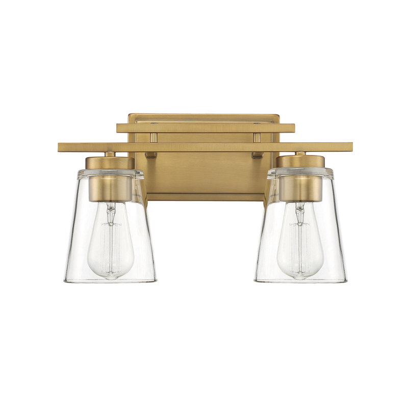 Averi 14.63" W 2-Light Dimmable Vanity Light, Warm Brass