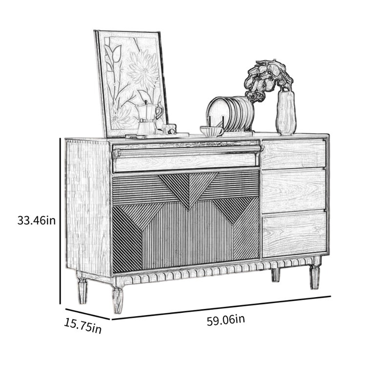 Vitrine de rangement pour la maison, H 33,46 po x l 59,06 po x P 15,75 po