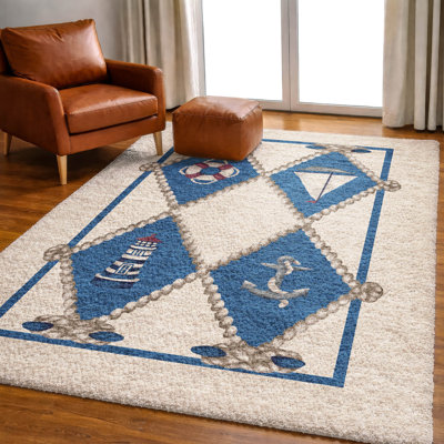 Premium Machine Washable Dream Shag Nautical Rug