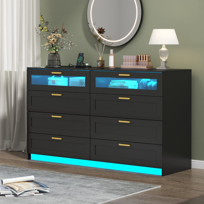 Jasahn 47.24'' W 8 - Drawer Dresser, Black