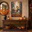 Renard orange debout dans une forêt d'automne - Toile murale d'Halloween-321611767