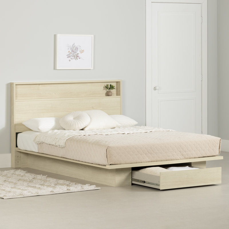 Fusion Full/Queen Platform Bed And Headboard With Storage Shelf Set