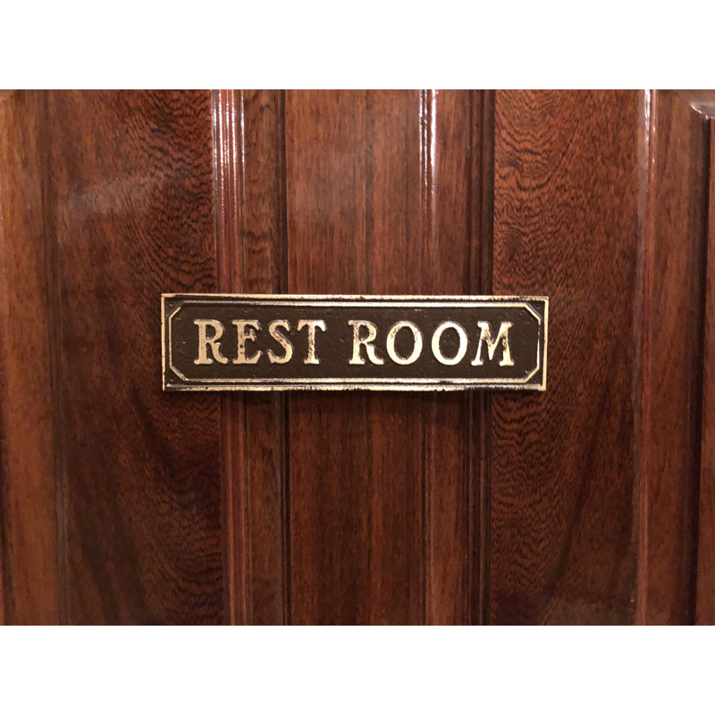 Plaque de porte de toilettes, Laiton antique brun
