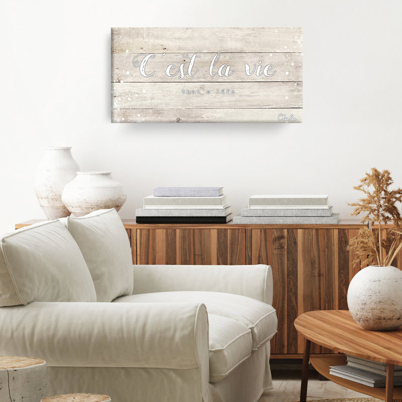 « La vie » par Olivia rose, reproduction d’art textuel sur toile, H 12 po x l 24 po