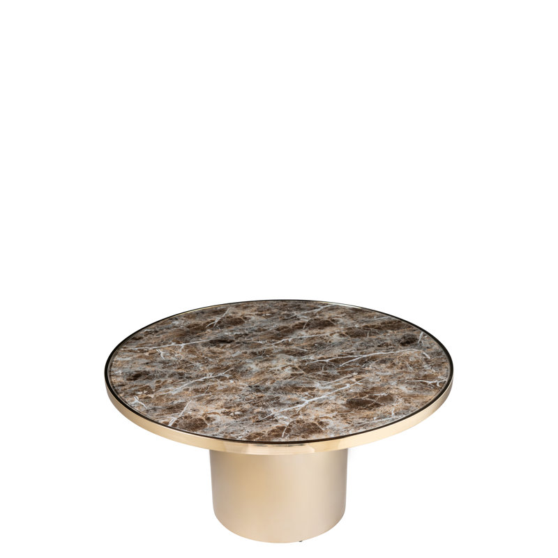 Taylor 2-Piece Coffee Table Set with Marble-Printed Glass Tops – Modern Sculptural Nesting Tables for Living Spaces, Brown
