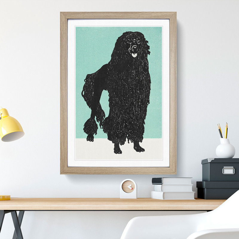 Poodle by Moriz Jung - Picture Frame Painting, 65cm H x 48cm W x 2cm D, Oak Framed