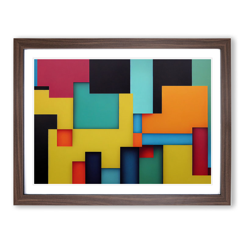 Abstract Block Colour Vol.2 - Framed Print, 25cm H x 34cm W x 2cm D, Walnut