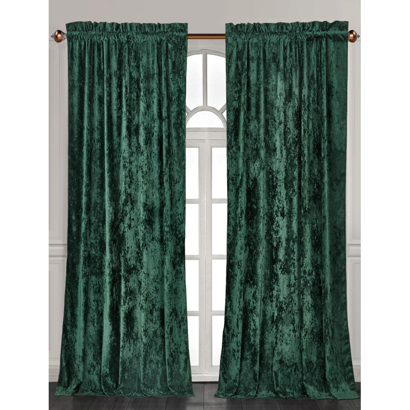Velvet Bedding Collection Room Darkening Curtain Panel Pair, 50" W x 96" L, Forest Green