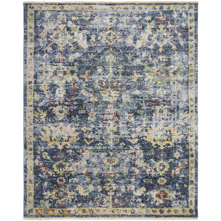 Oasis Hand-Knotted Blue/Gold Wool Area Rug