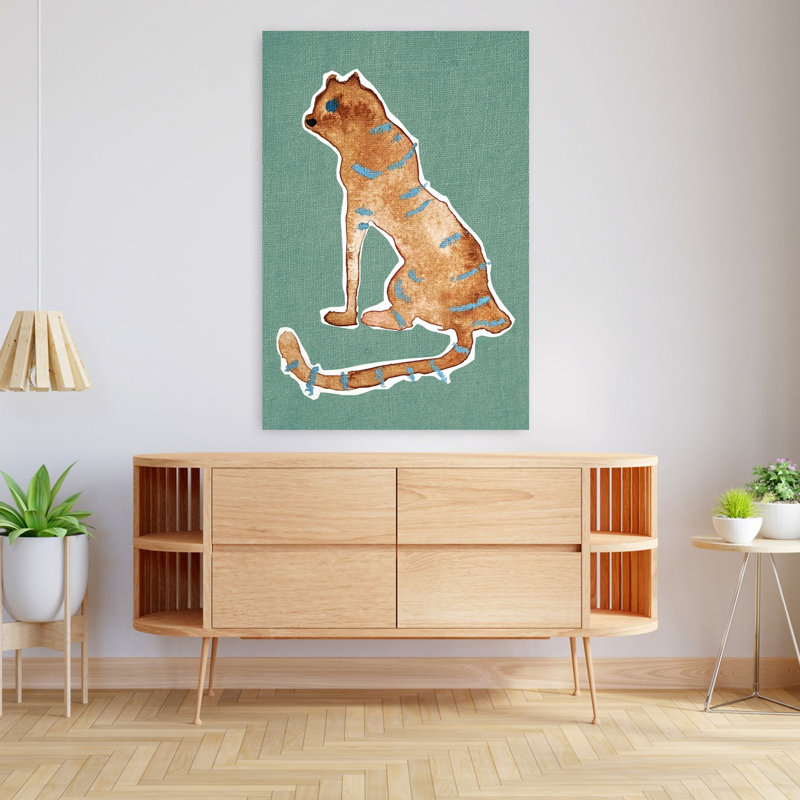 Art contemporain, art mural abstrait, chat et tigre, H 48 po x l 32 po