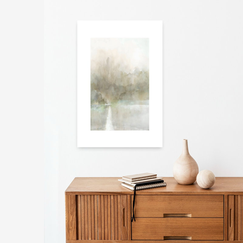 «Gentle Path I», art contemporain de paysage forestier abstrait, H 24 po x l 16 po