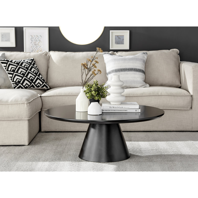 Table basse Palm Luxury, Plateau noir mat / base noir mat